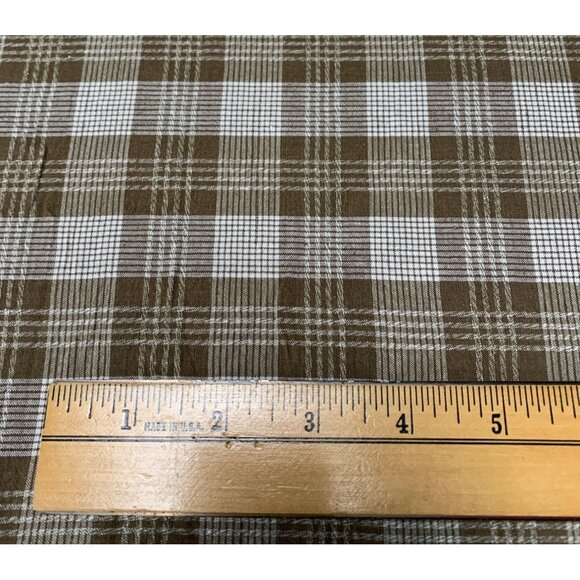 Brown & White Plaid Cotton Fabric 15" x 42" For Sewing & Craft Projects - Picture 3 of 4